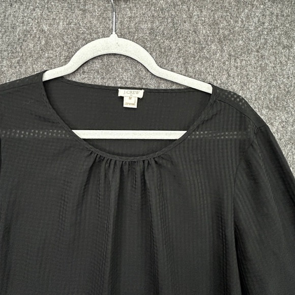 J. Crew Black Gold Button Semi-Sheer Long Puff Sleeves Top Size Medium (808) - Picture 7 of 15